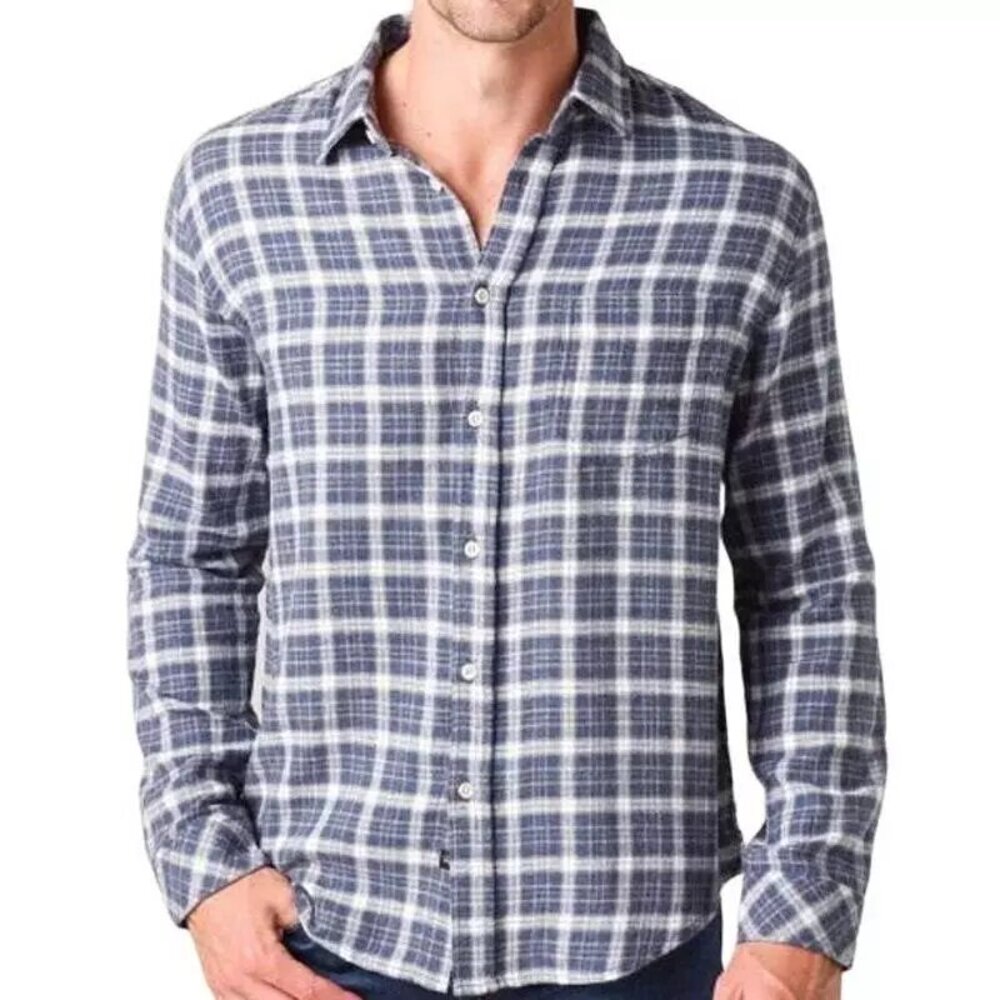 Rails NWOT Men’s Brushed Lennox Plaid Shirt Sz XXL Denim White Gray Button Up